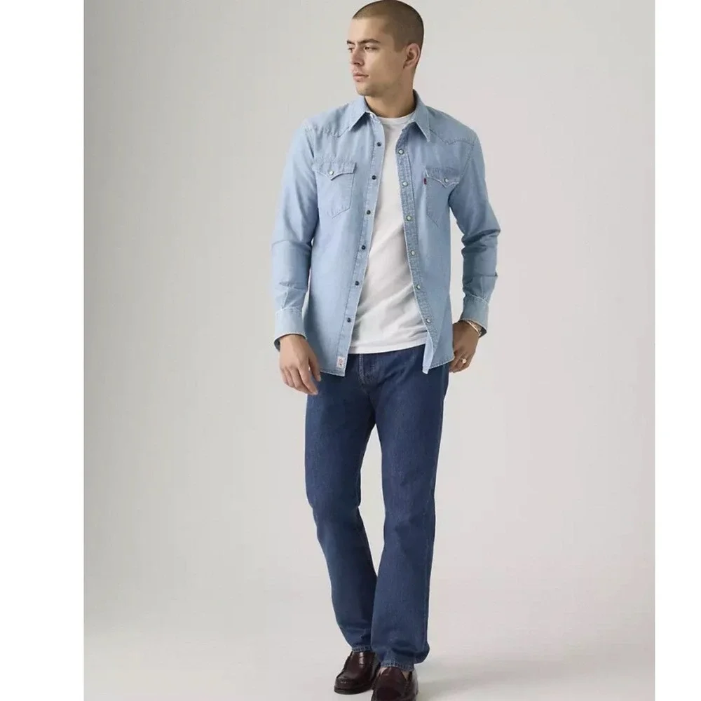 NWT Levis 501 Original‎ Fit Mens Button Fly Jeans Dark Wash 34x32
